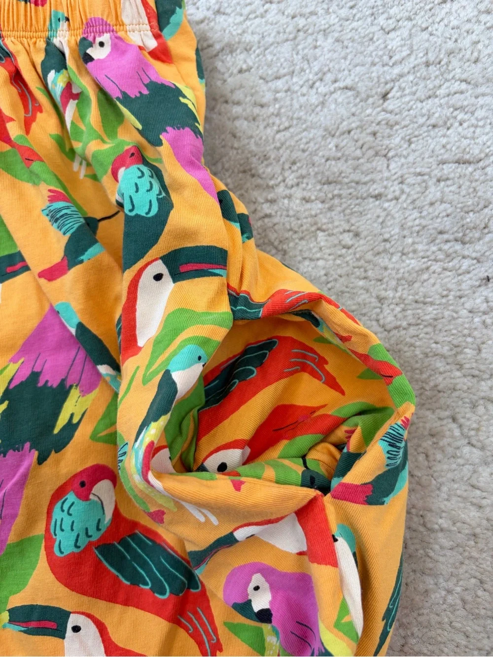 Tea Collection Size 10 Orange Wild Tropical Bird Print Ruffle Strap Tank Dress